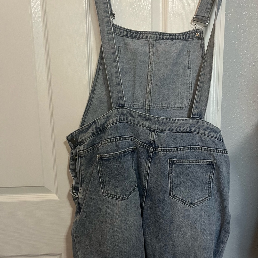 NWT Sheilay Denim Overalls with Colorful Graphic Lip Design Lg - Picture 6 of 9
